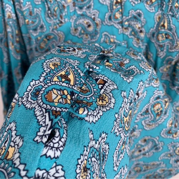 J. Crew Drapey‎ puff-sleeve dress in paisley bunch Maxi Length Womens 18. blue - Picture 10 of 13